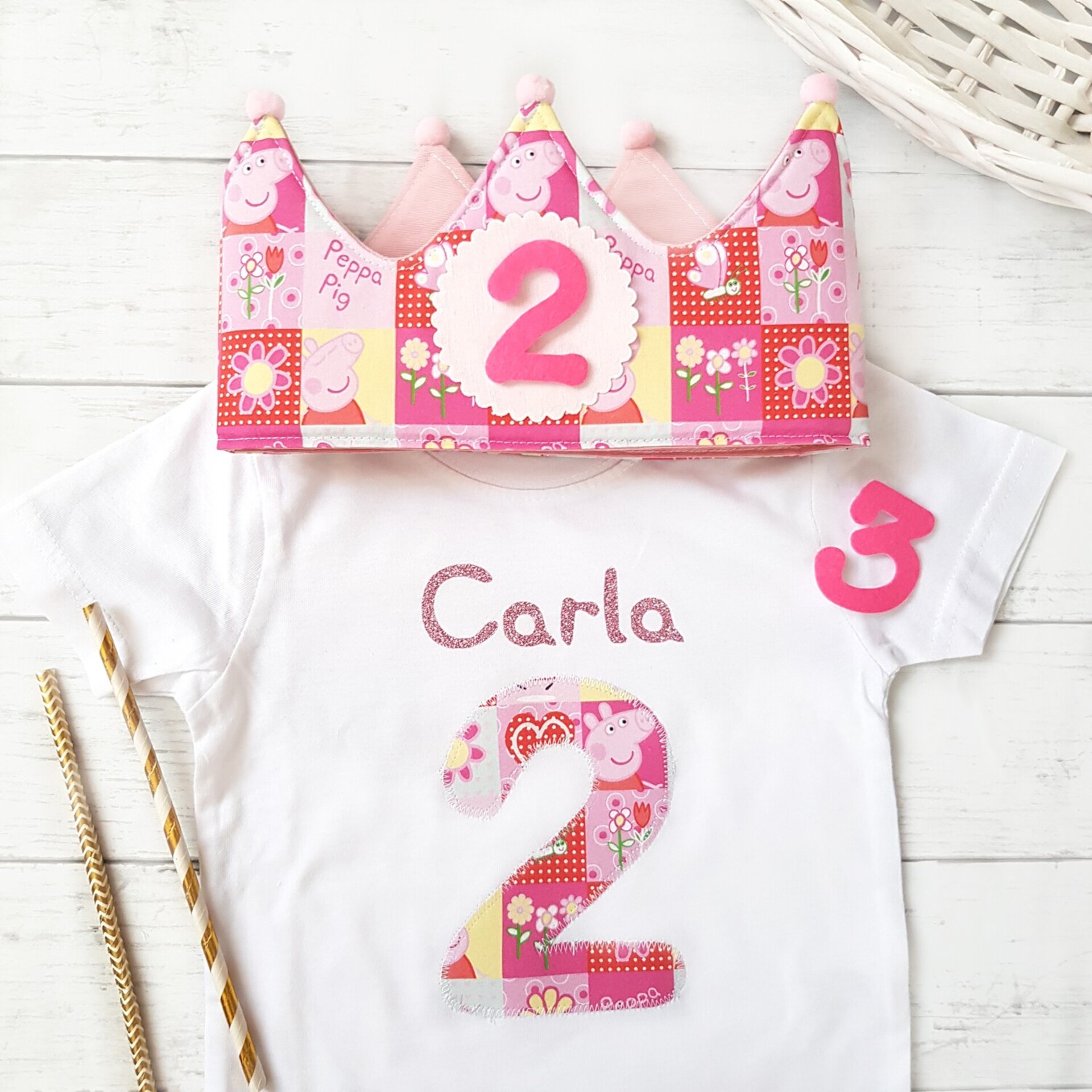 Conjunto cumpleaños corona y camiseta Peppa Pig - 1