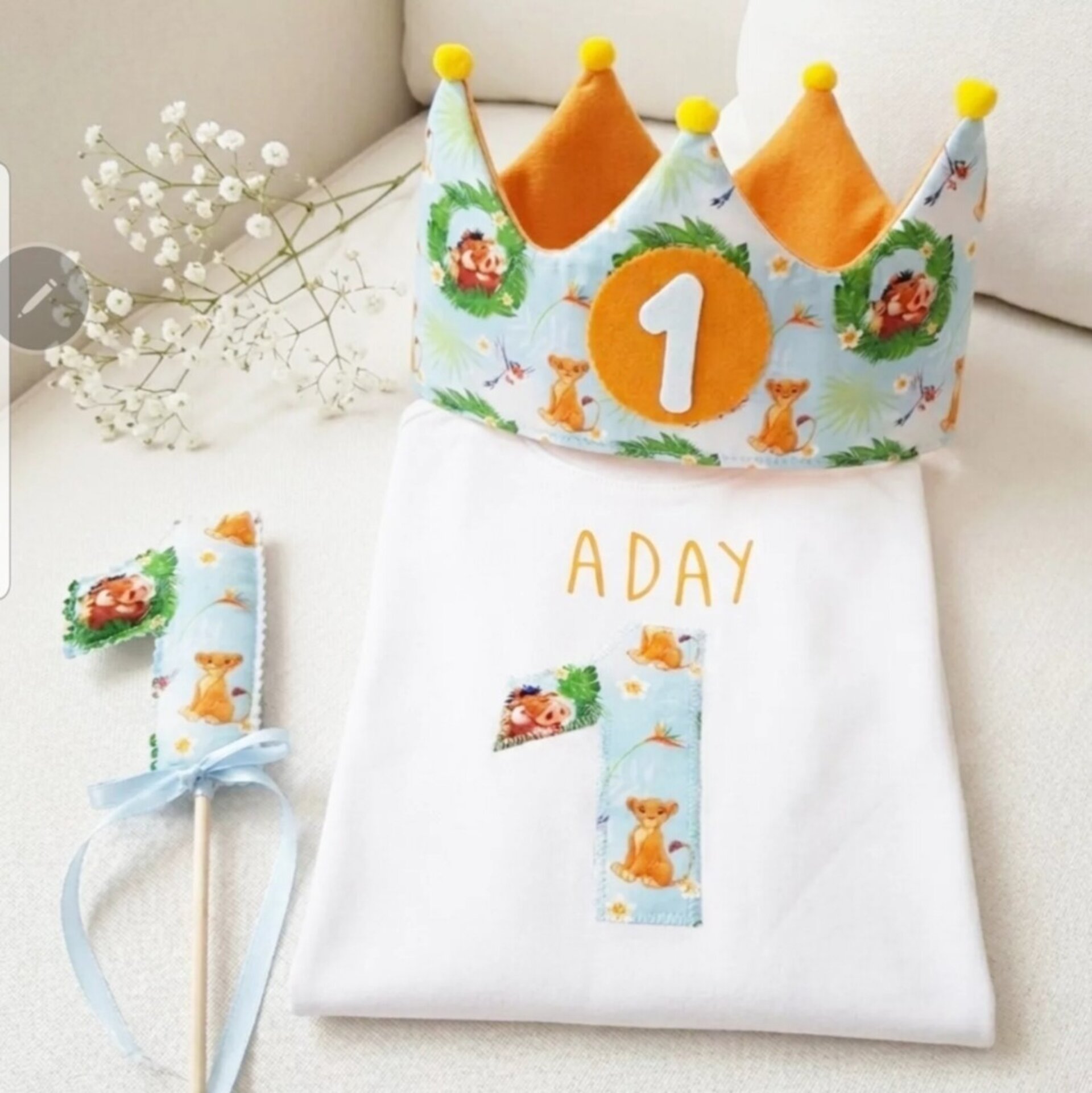 Corona de cumpleaños y camiseta El Rey León - 1