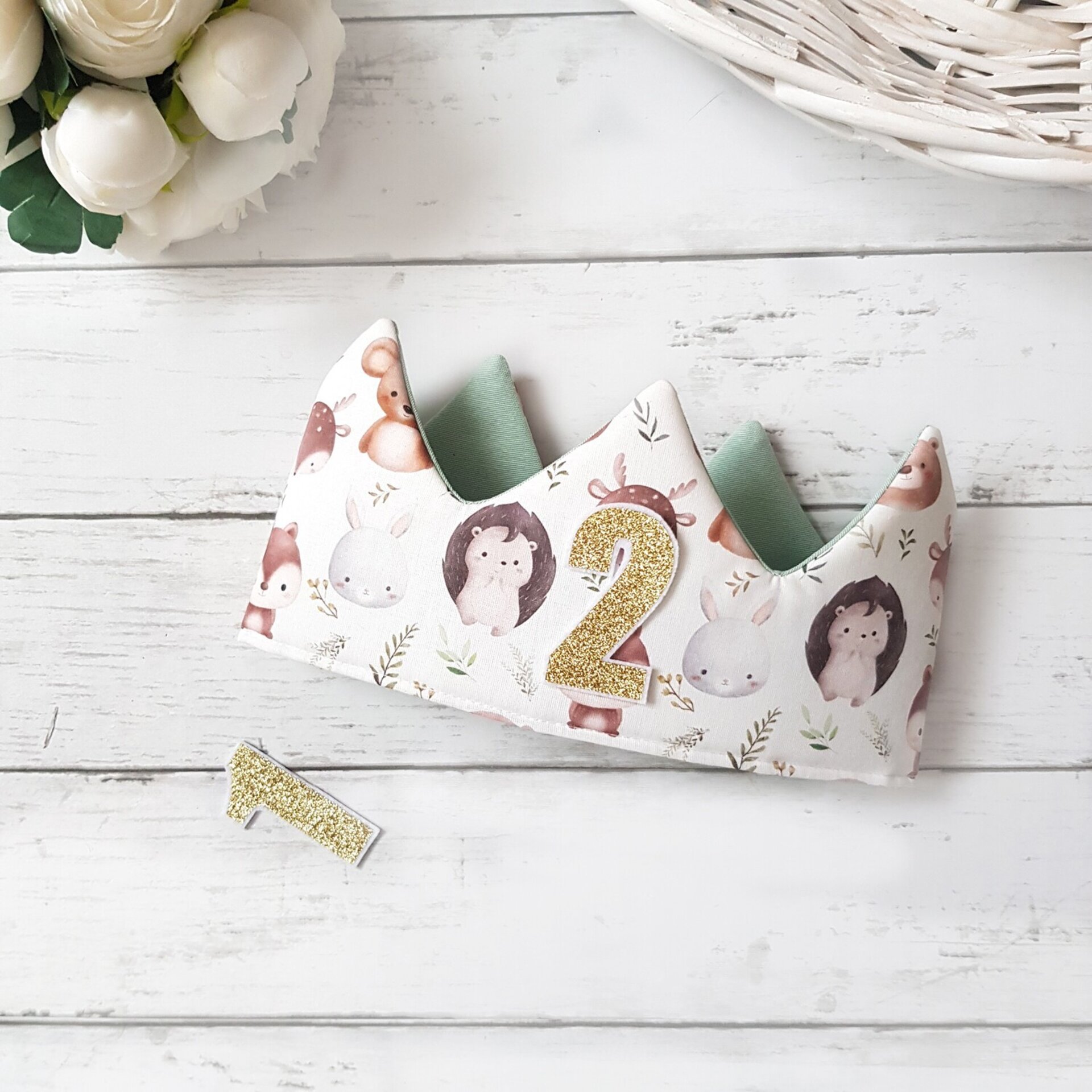 Corona cumpleaños REVERSIBLE Animales del bosque - 2