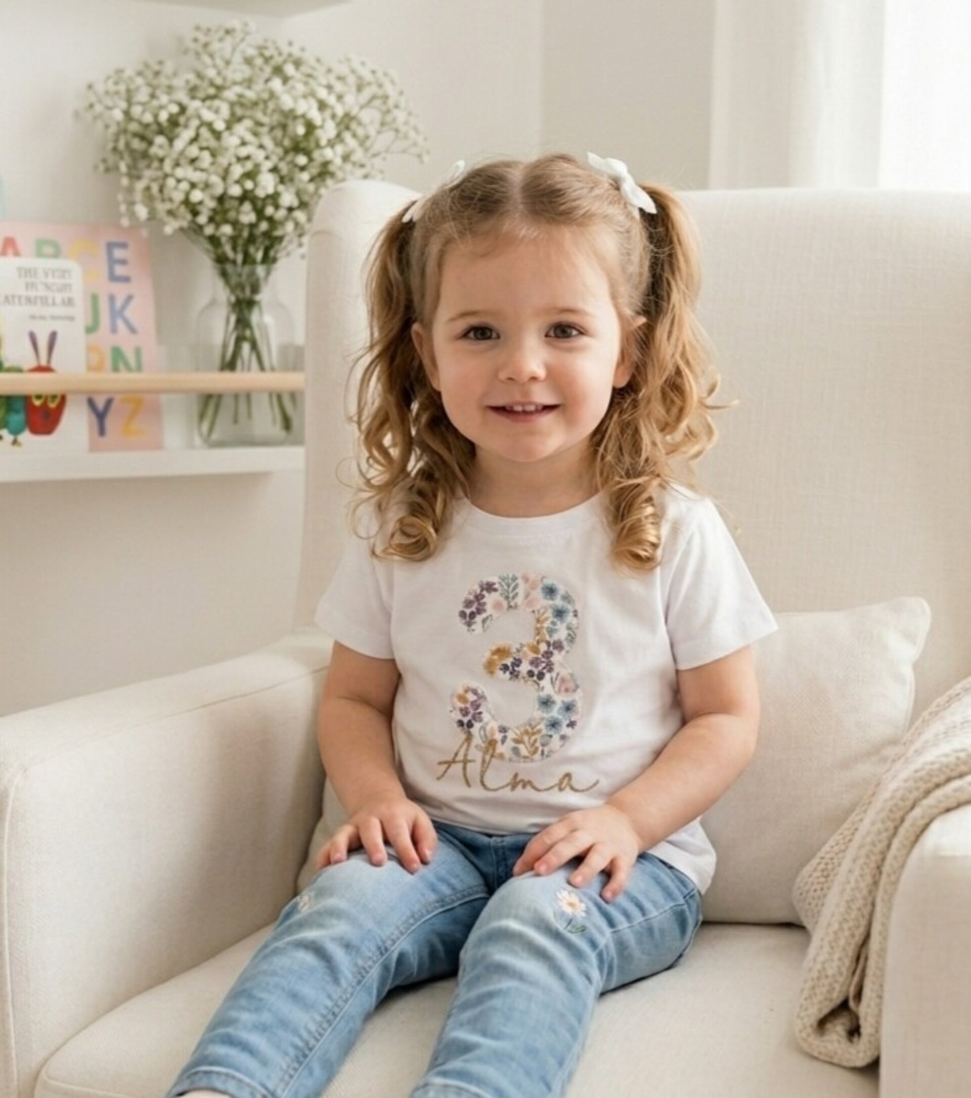 Camiseta personalizada Flores con la número y el nombre - 1