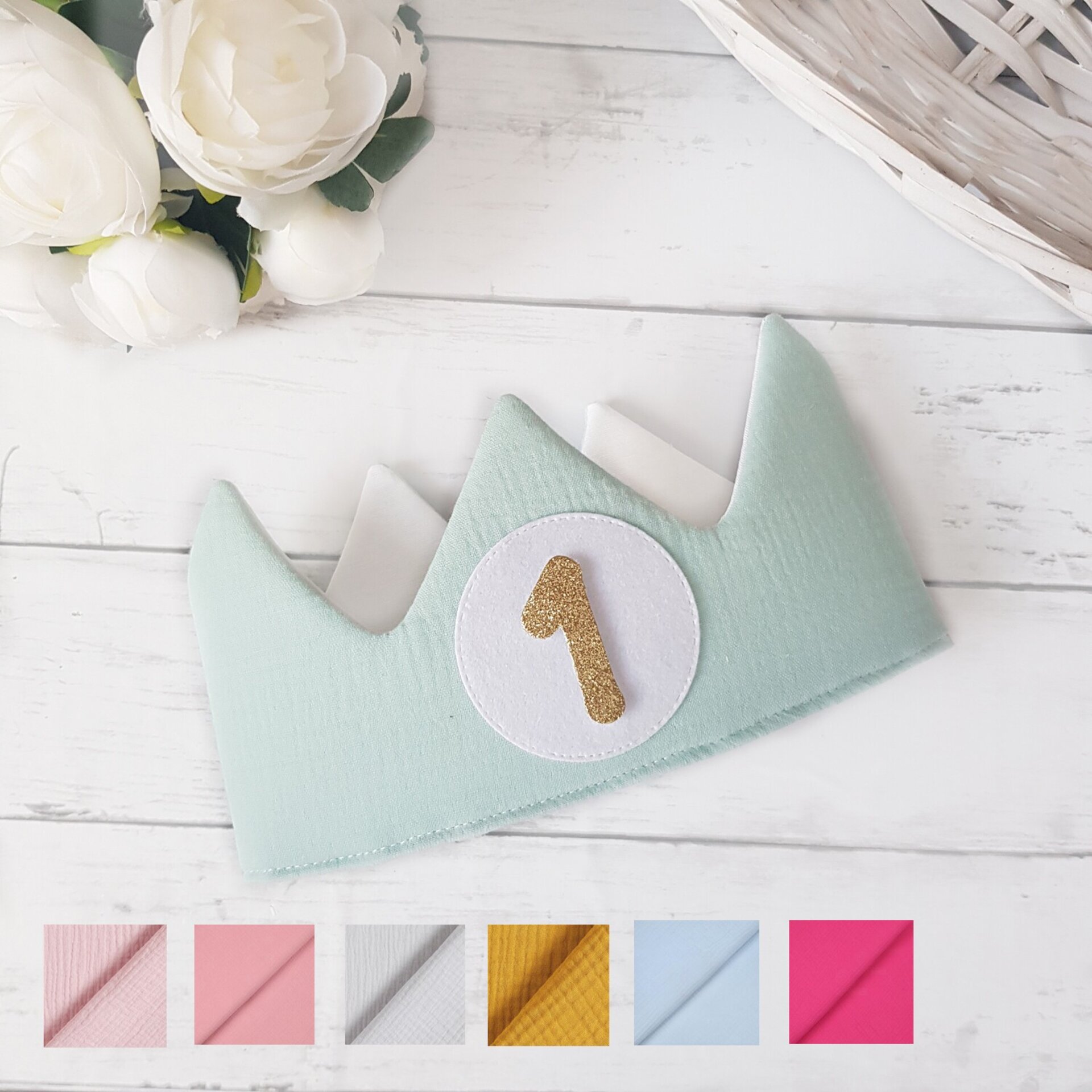 Corona cumpleaños muselina mint - 1