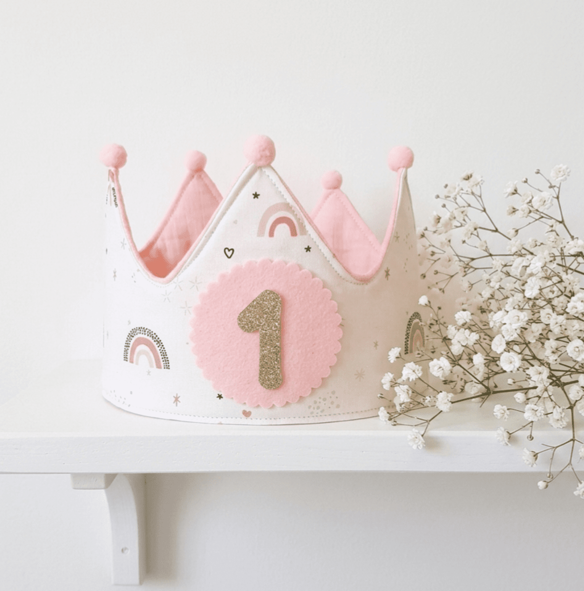 Corona cumpleaños Arcos iris pastel - 1