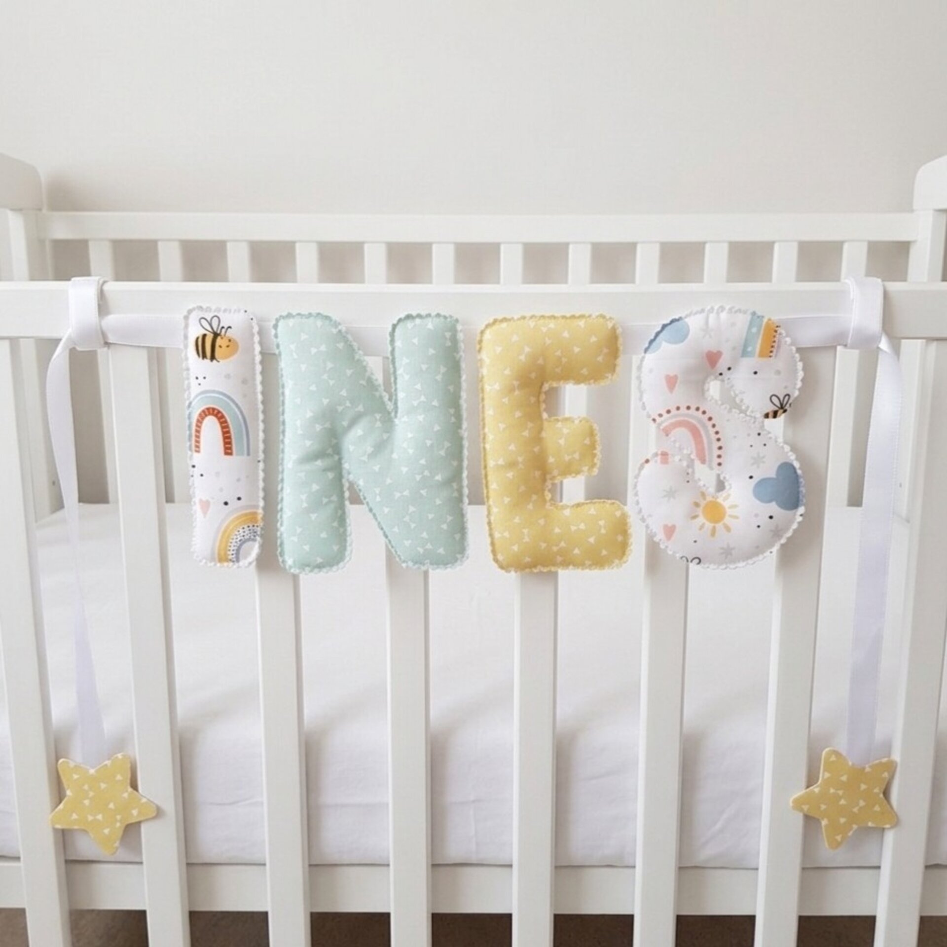 Guirnalda personalizada nombre bebé Flores y vichy - 1