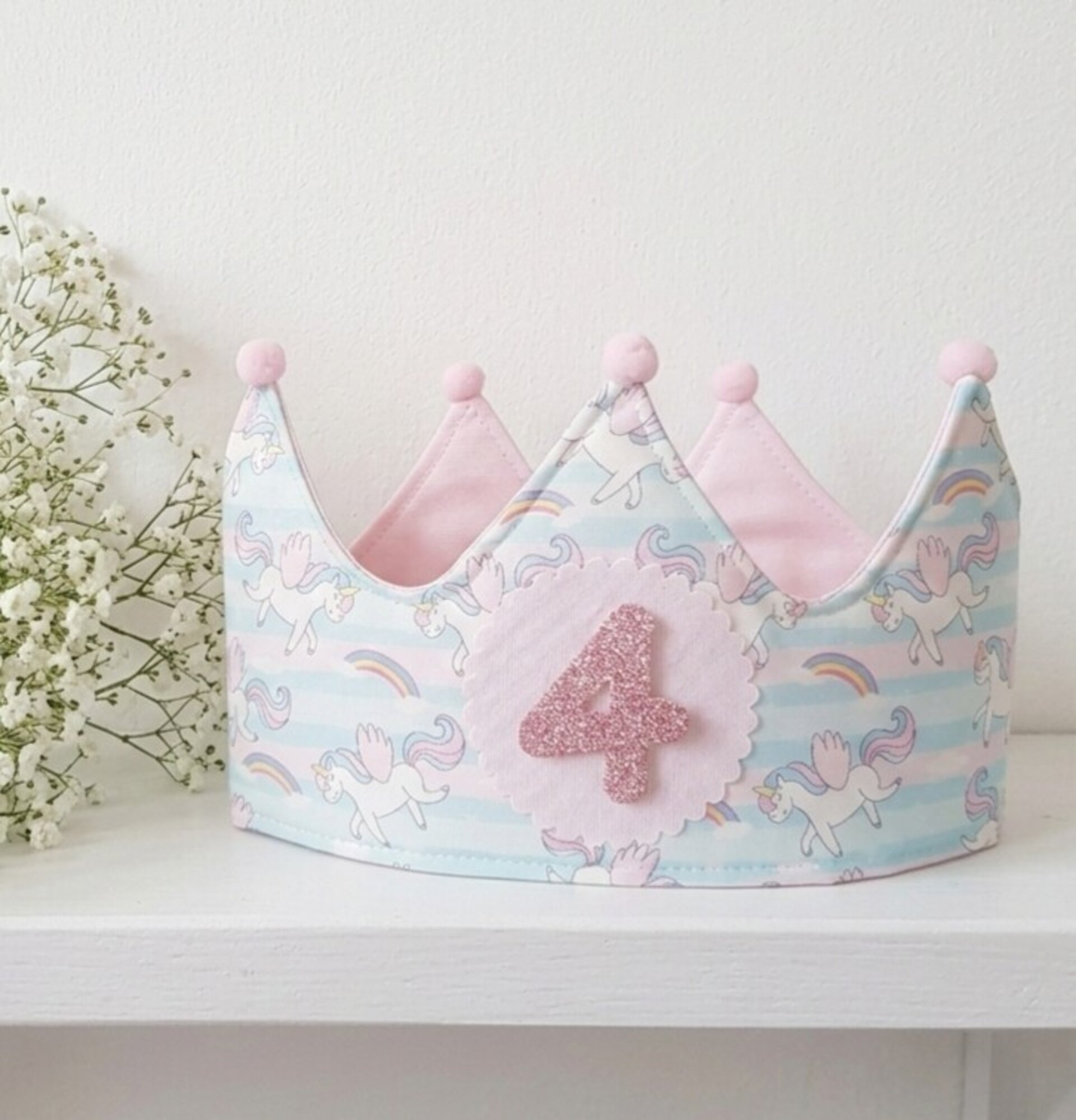 Corona cumpleaños Unicornios pastel - 1