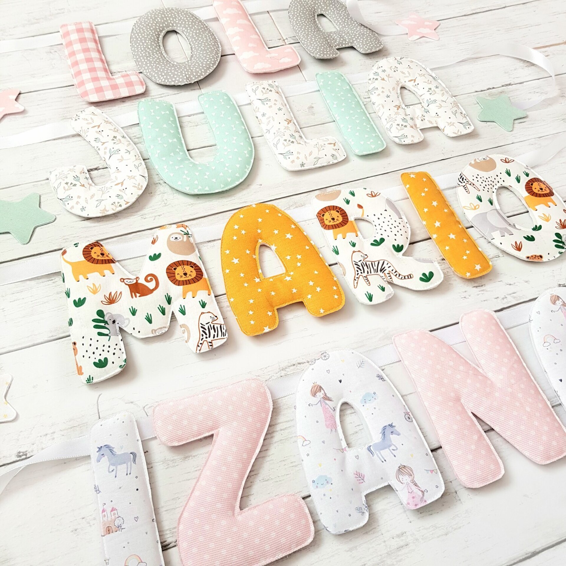 Guirnalda personalizada nombre, letras grandes 2-3 telas - 3