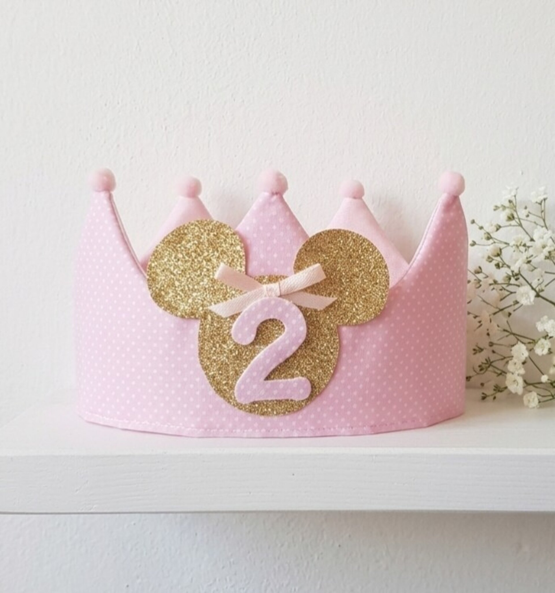 Corona cumpleaños Minnie con dorado - 1