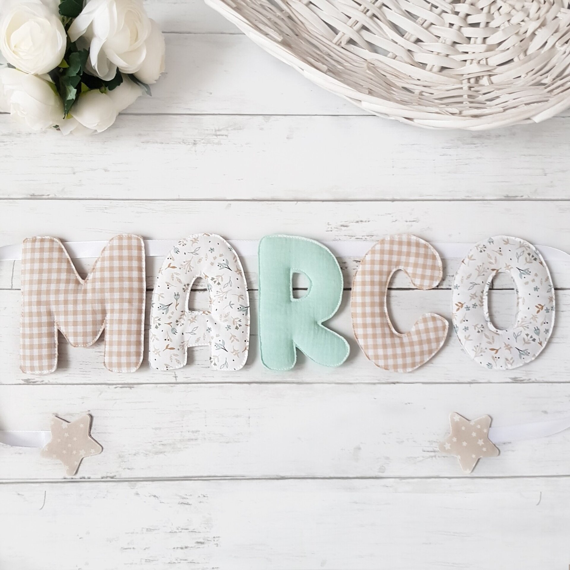 Guirnalda personalizada nombre, letras grandes 2-3 telas - 6