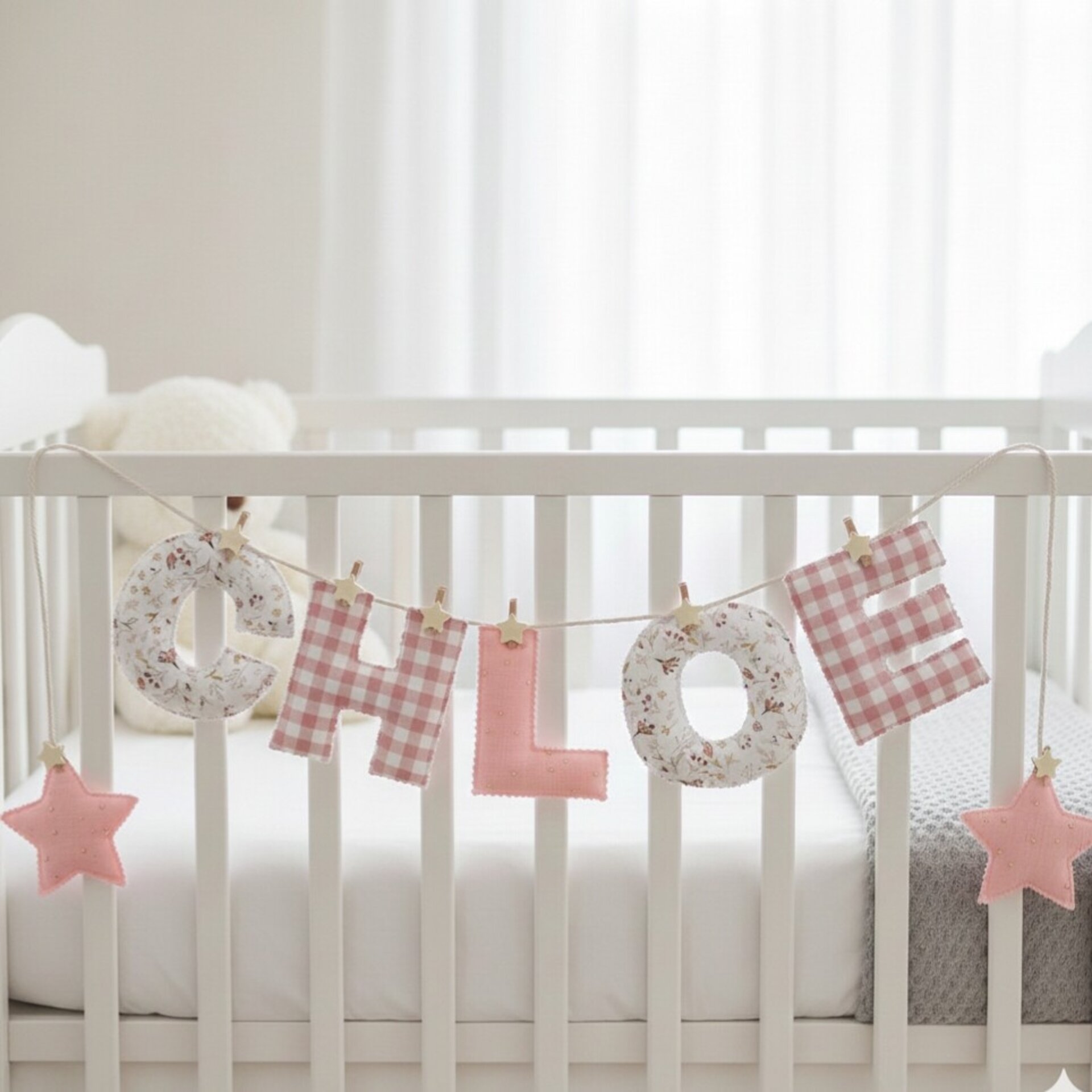 Diseña Guirnalda nombre bebé, 2-3 telas - 3