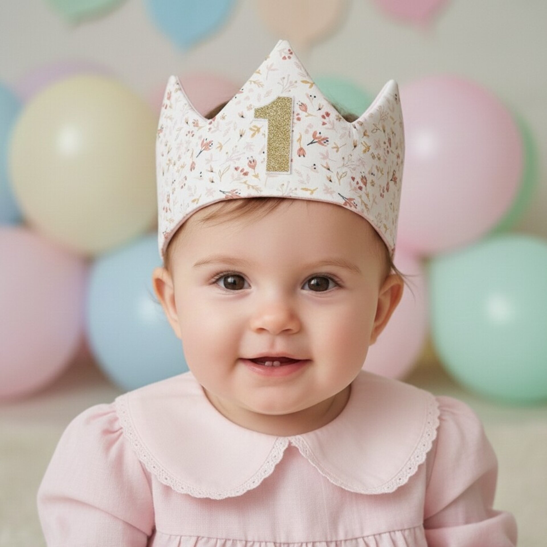 Corona cumpleaños REVERSIBLE Flores rosa y mostaza - 2