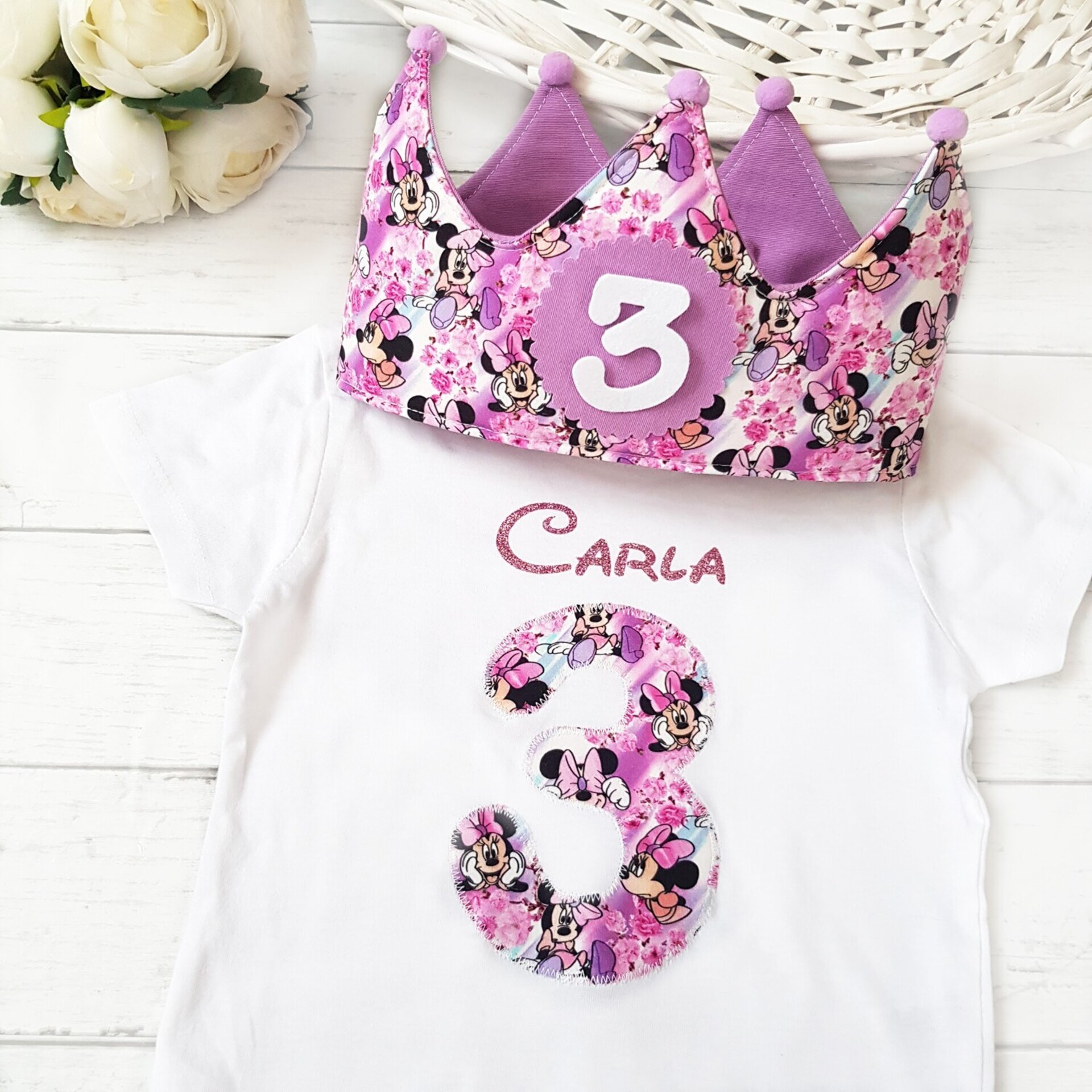 Conjunto cumpleaños corona y camiseta Minnie lila, edición limitada - 1