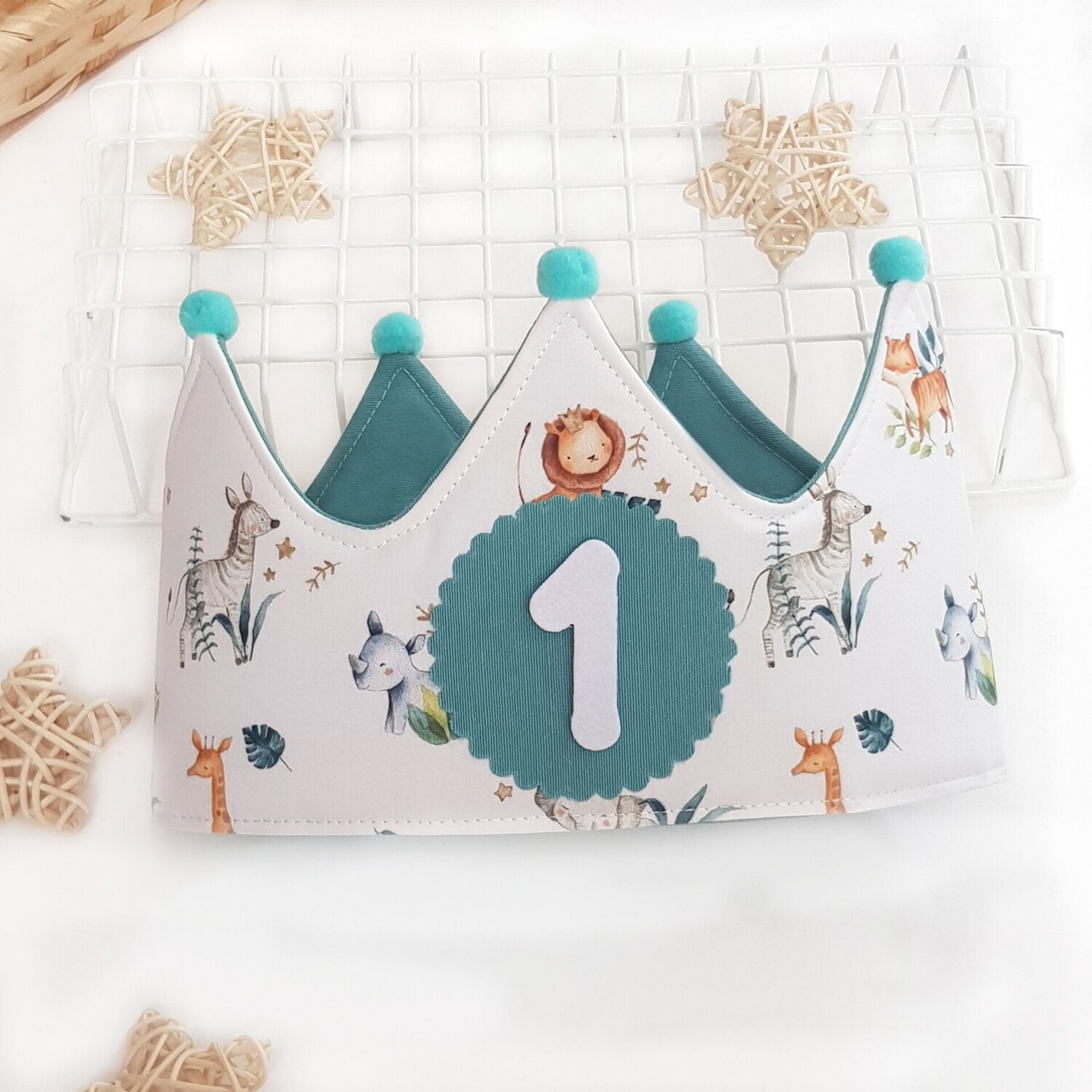 Corona cumpleaños Animales Selva Pastel - 1