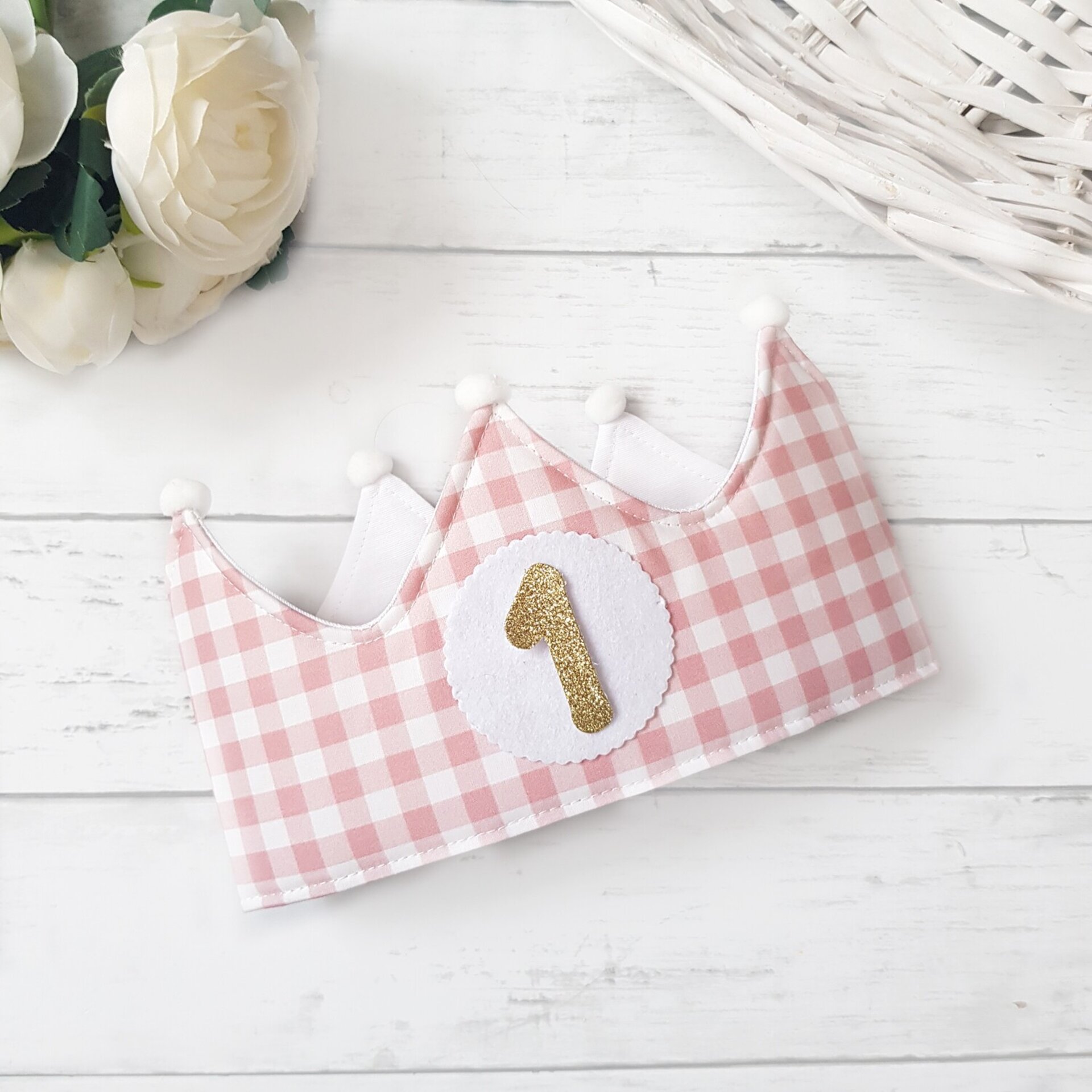 Corona cumpleaños Vichy rosa maquillaje - 1