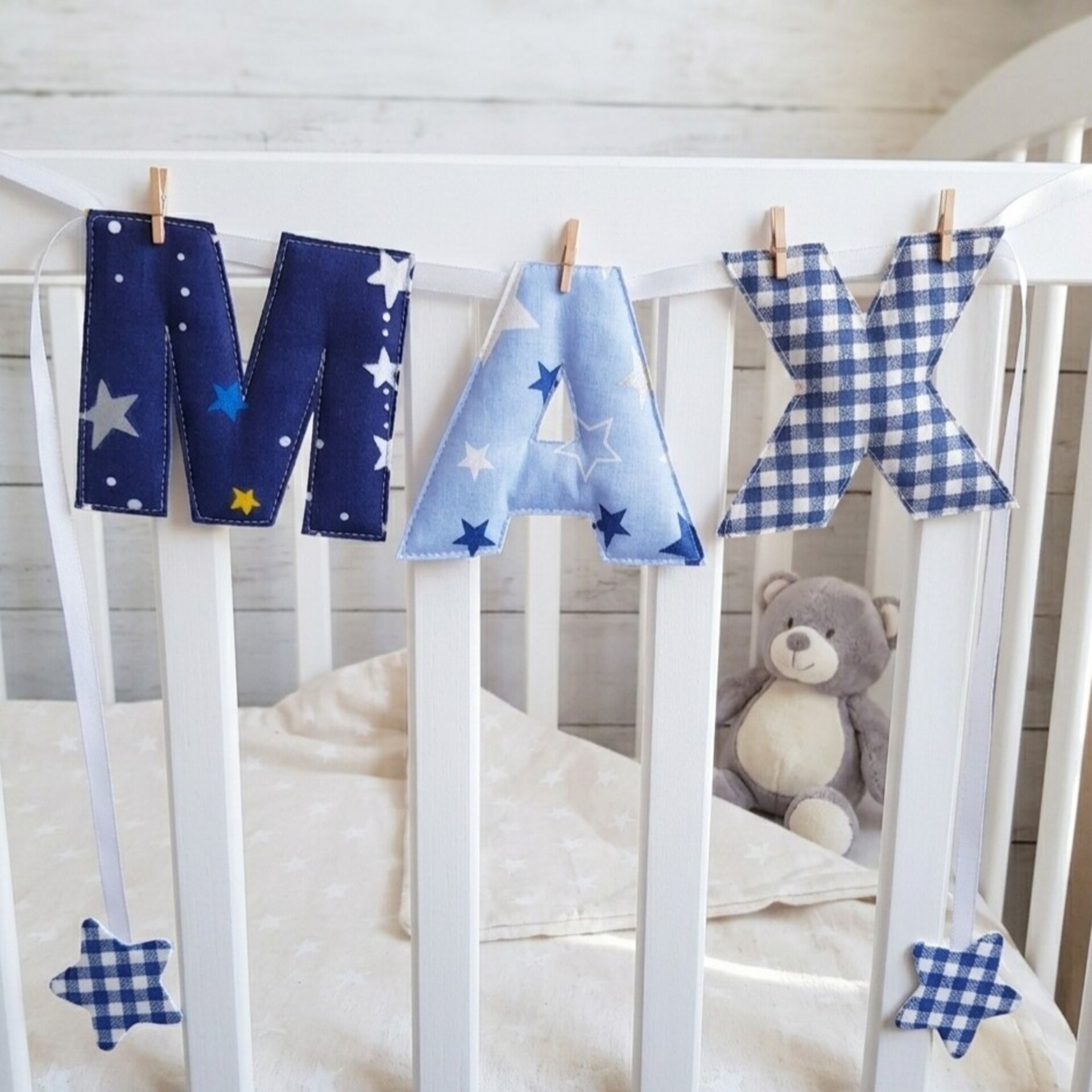 Guirnalda personalizada nombre bebé Azul - 1