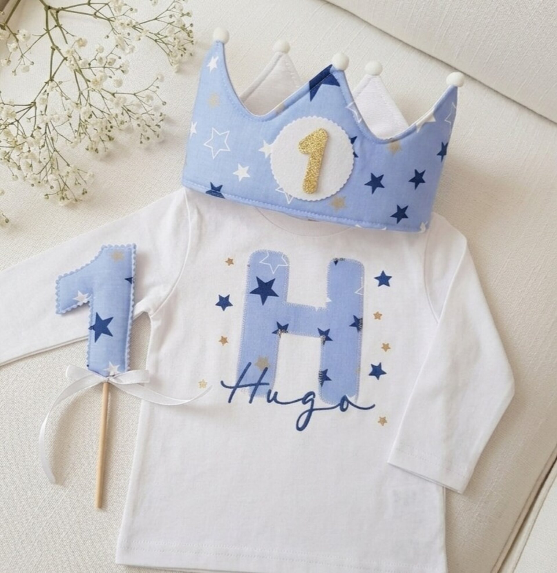 Conjunto cumpleaños corona y camiseta Estrellas grandes - 2