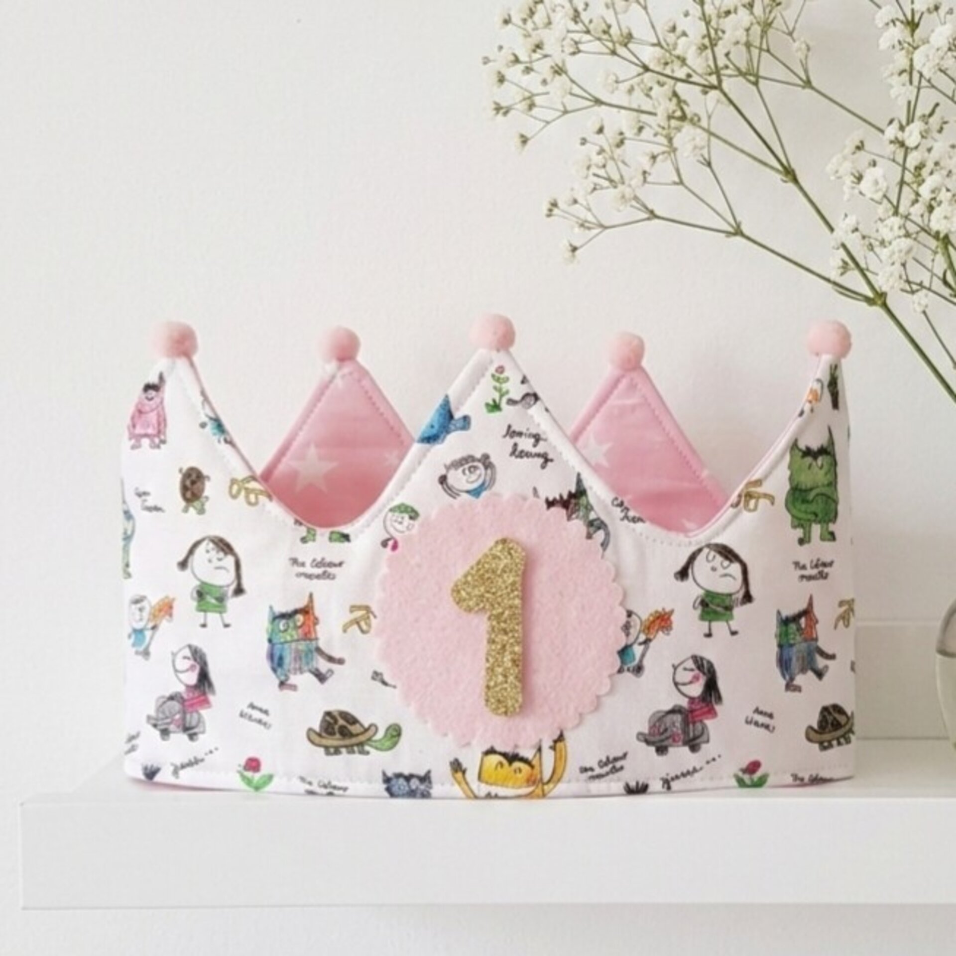 Corona cumpleaños Monstruos de colores - 1