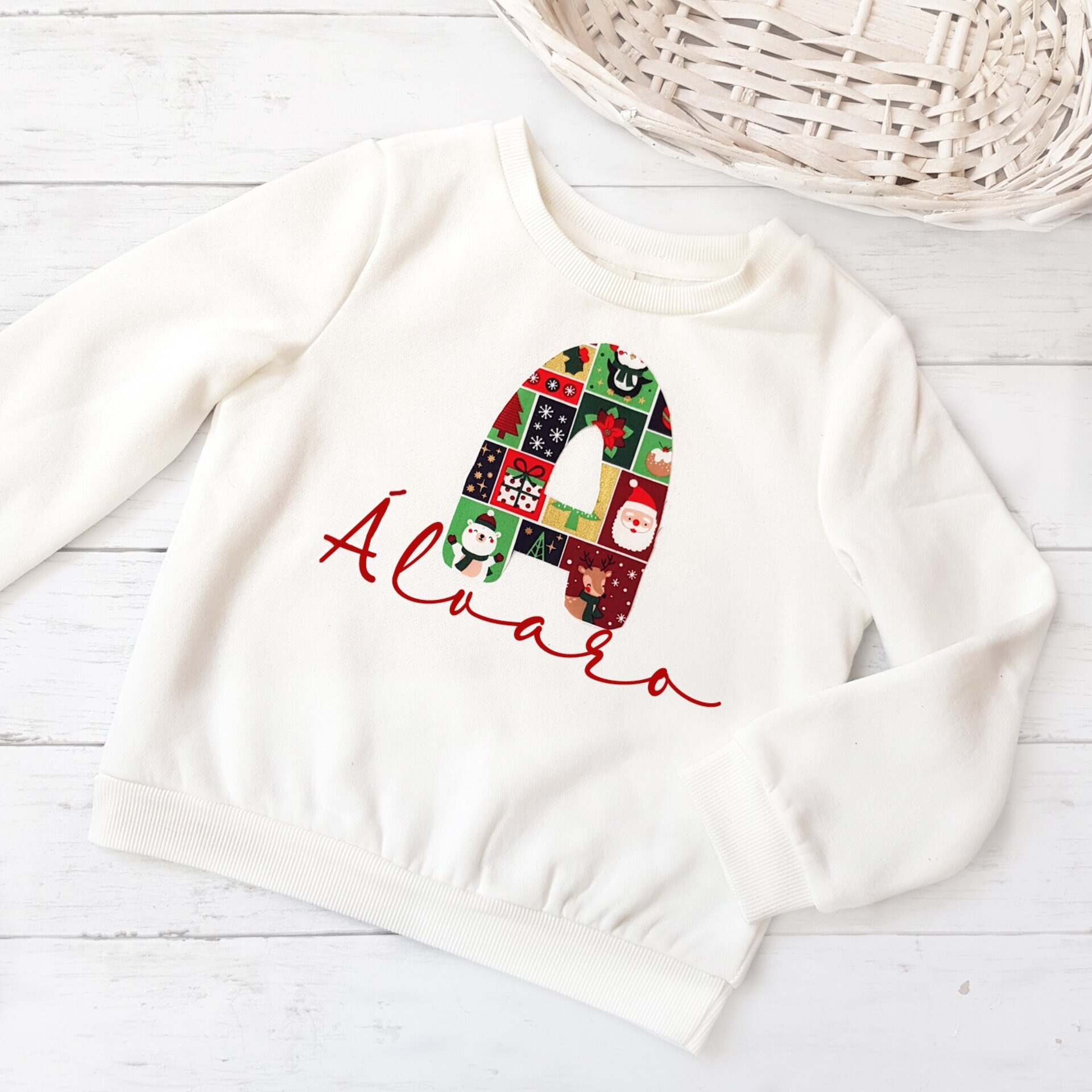 Sudadera bebé personalizada con la inicial y nombre Navidad - 1