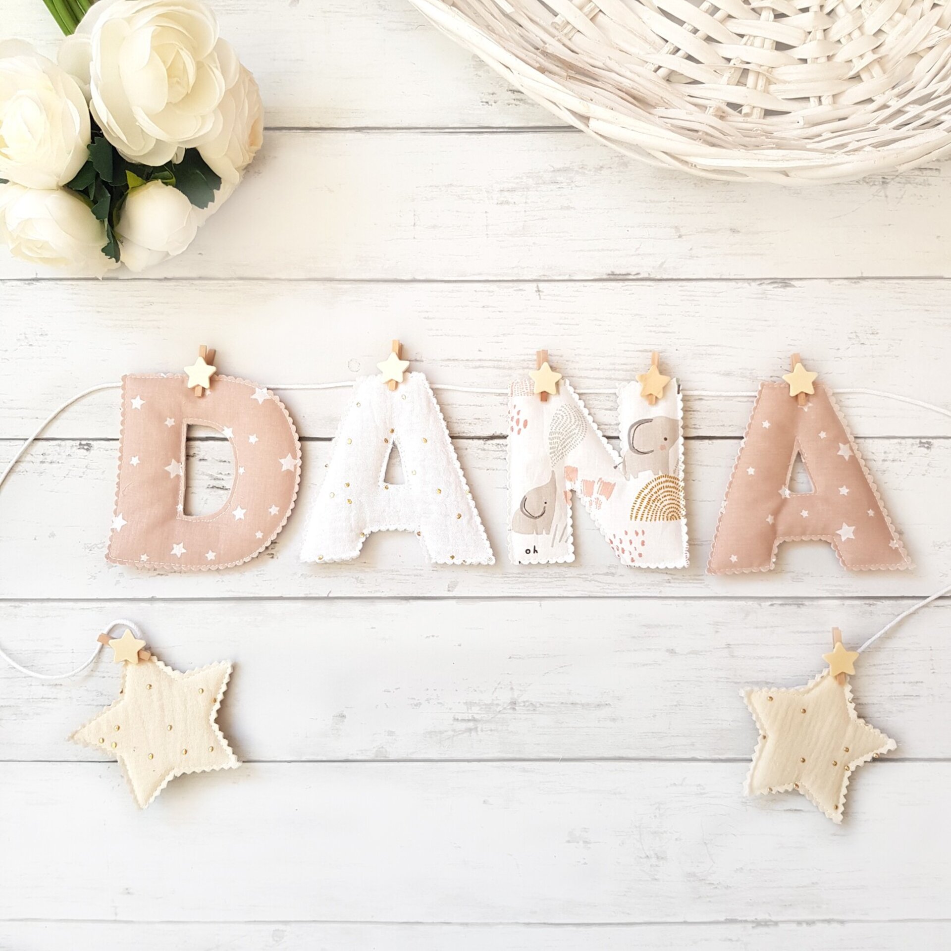 Guirnalda nombre bebé, 2-3 telas - 1