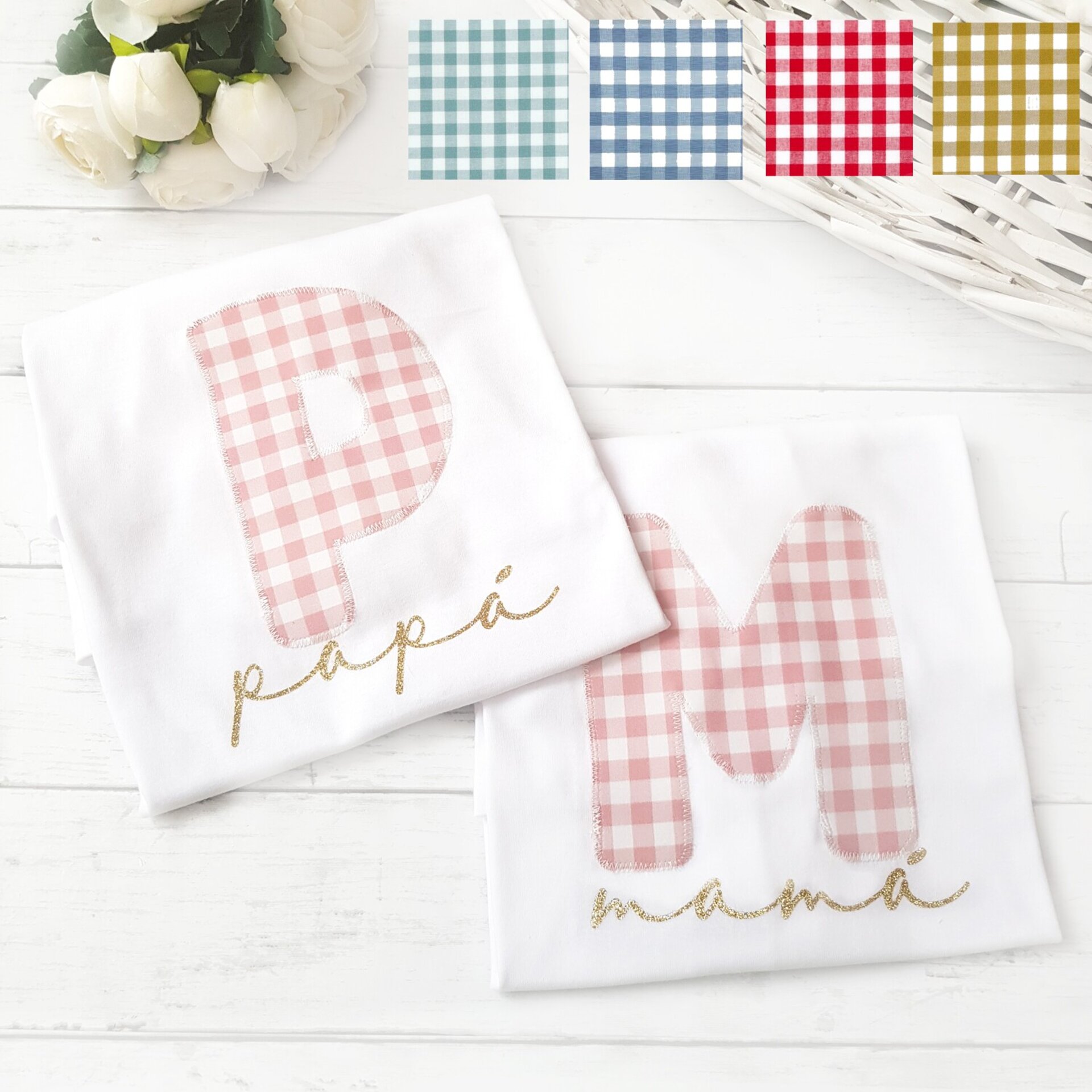 Pack camisetas ADULTO de manga corta con la inicial y el nombre, varios colores - 1