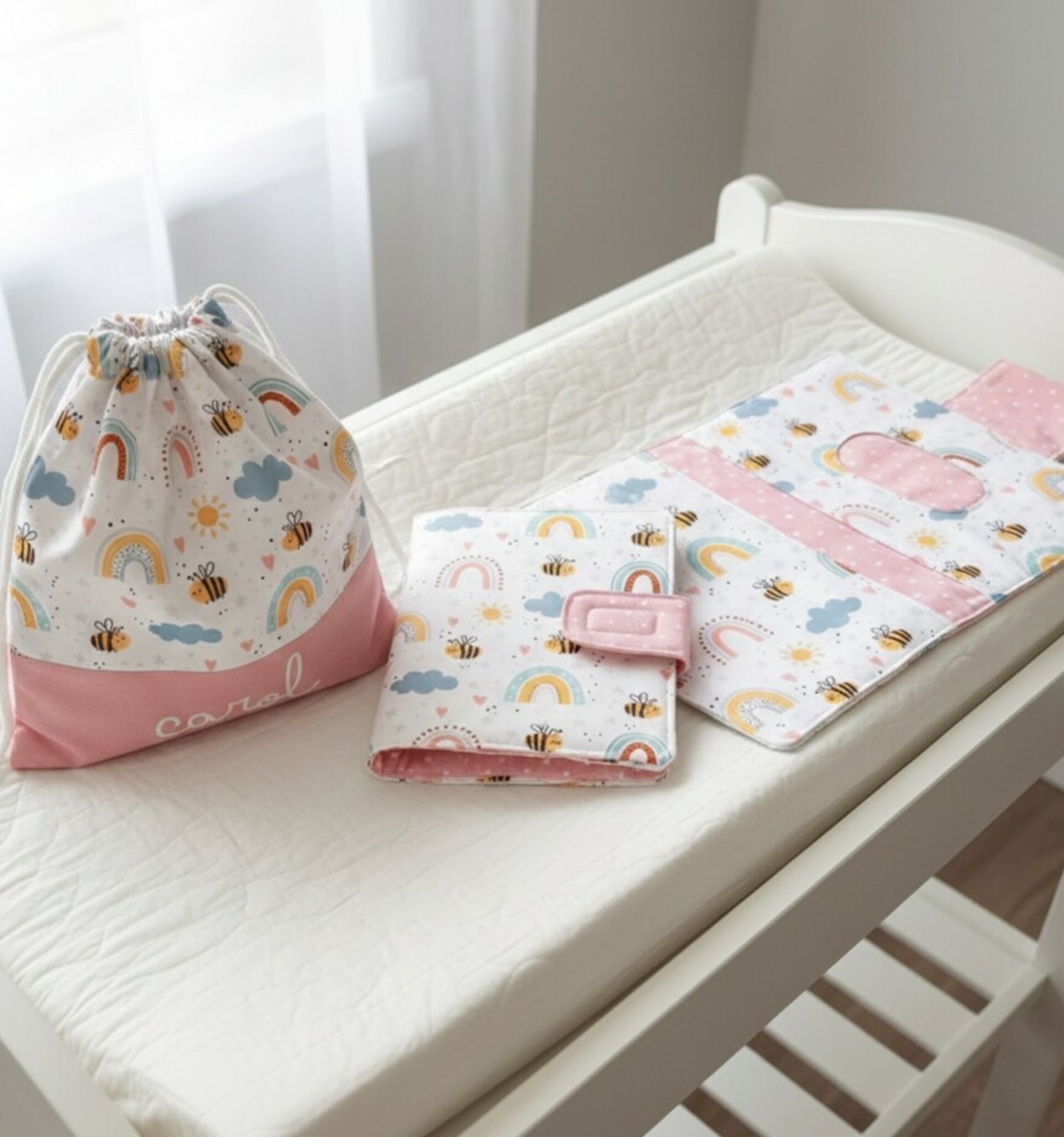 Pack portadocumentos bebé y portapañales personalizados, varios estampados - 1