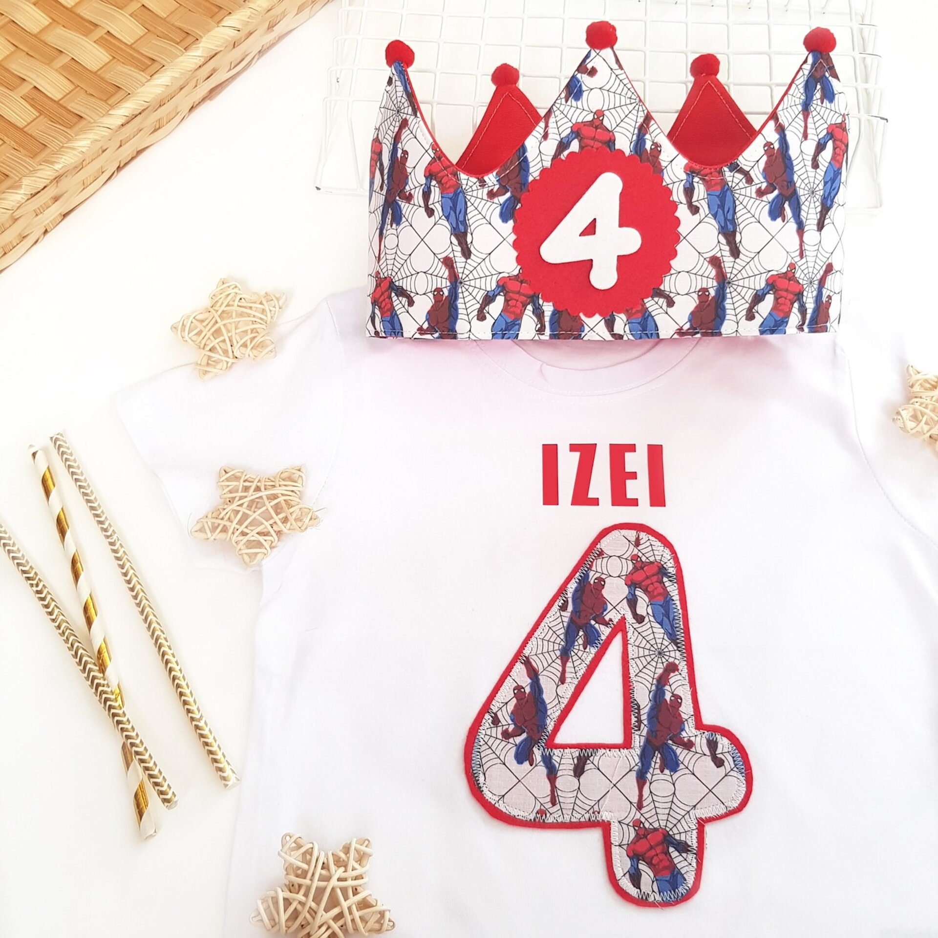 Conjunto cumpleaños corona y camiseta Spiderman - 1