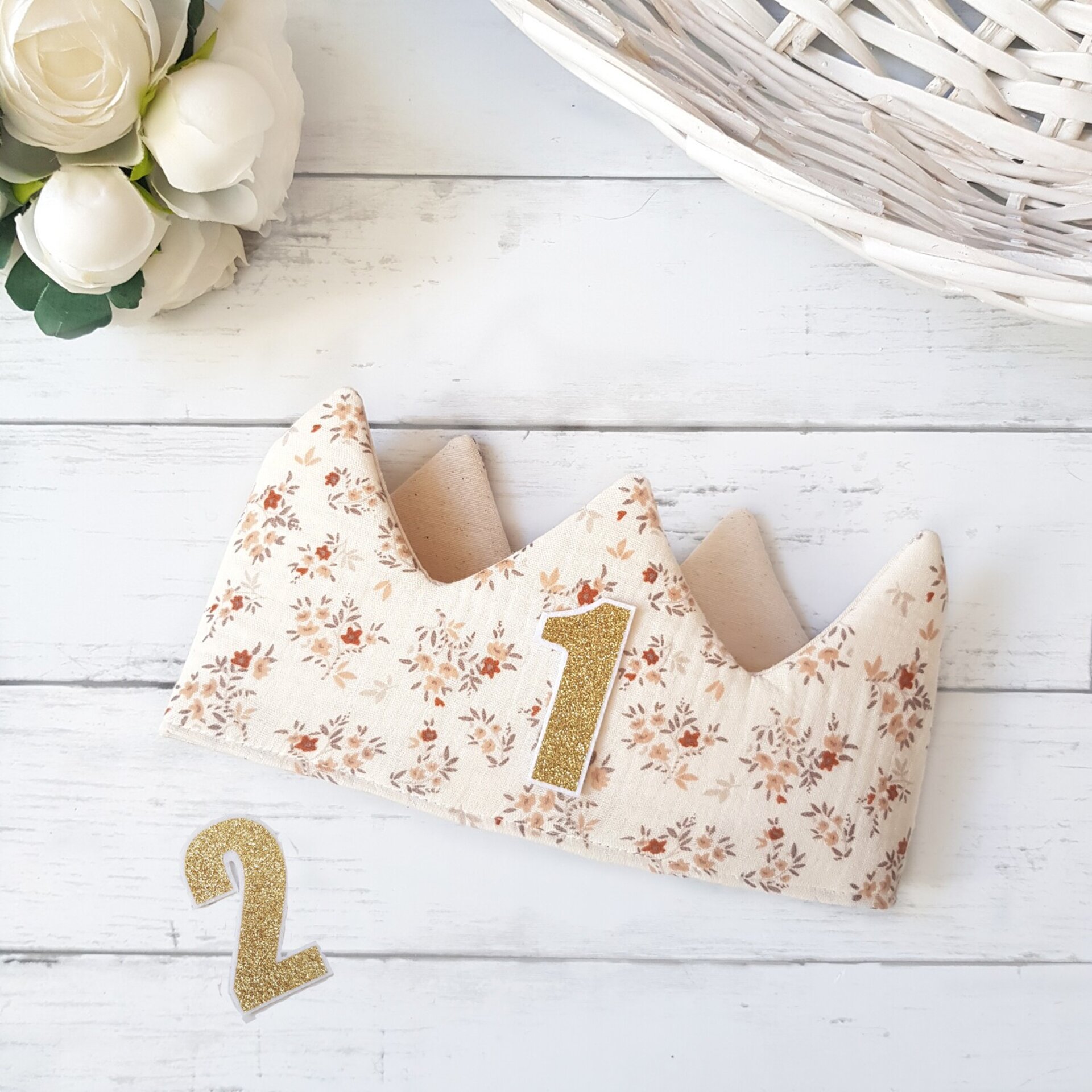 Corona cumpleaños REVERSIBLE Flores crudo - 1