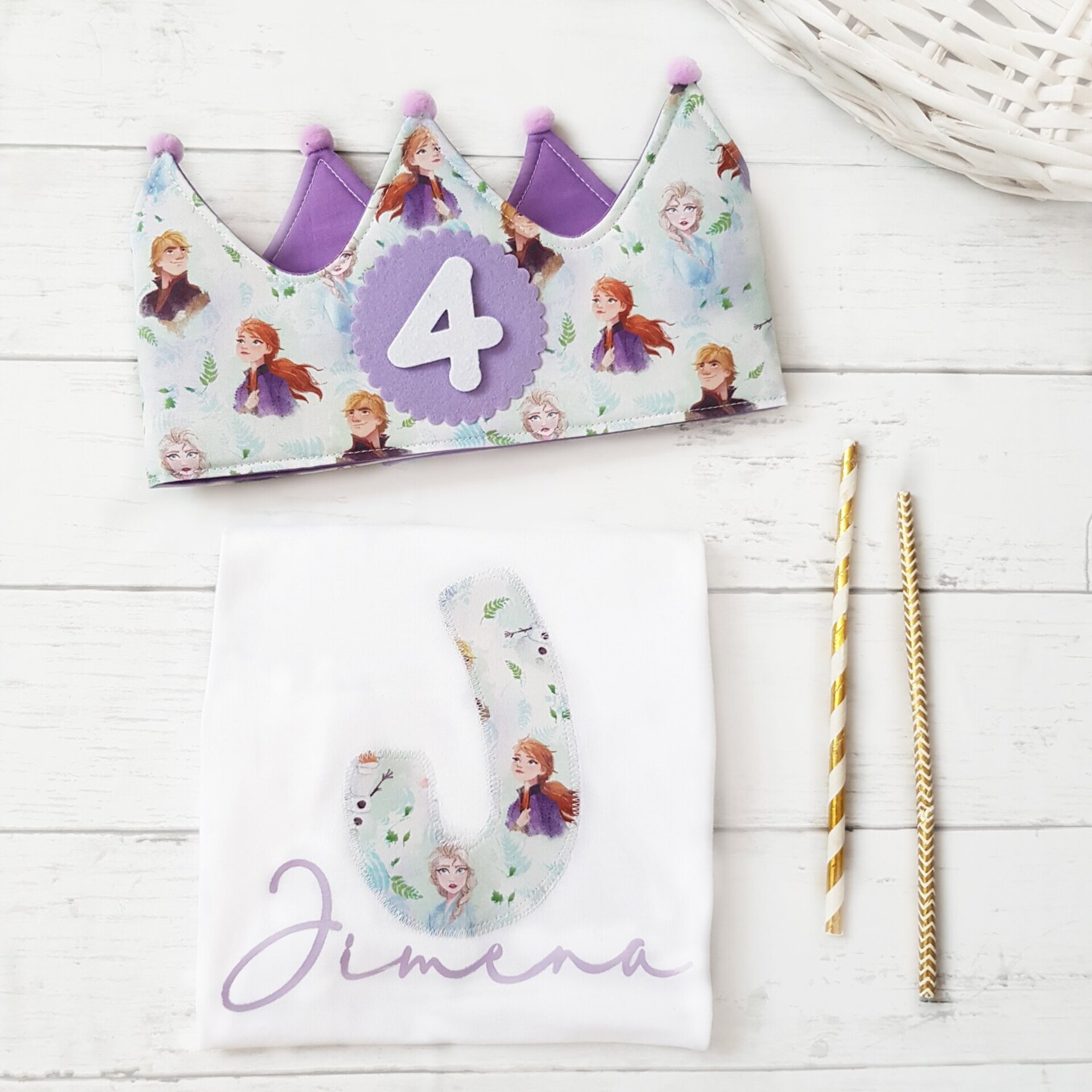 Conjunto cumpleaños corona y camiseta Frozen - 1