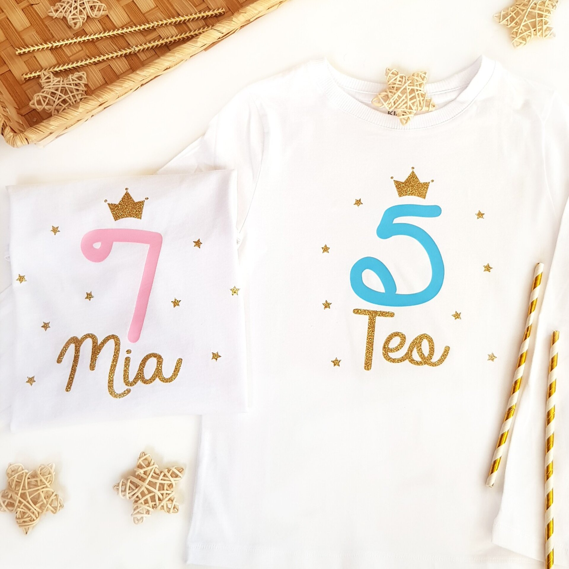 Camiseta cumpleaños Estrellas personalizada Varios colores - 1