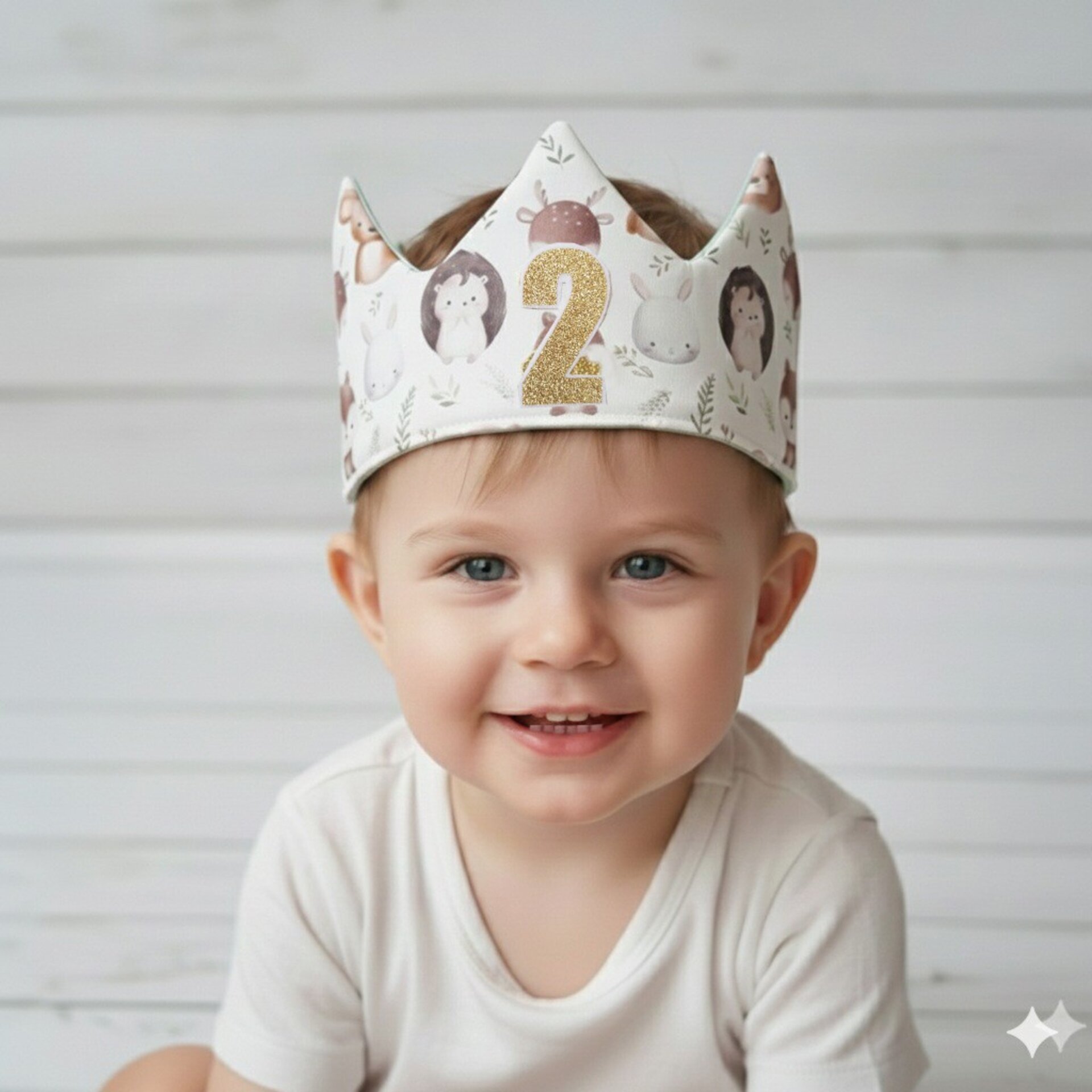 Corona cumpleaños REVERSIBRE NIÑO, varias telas - 2